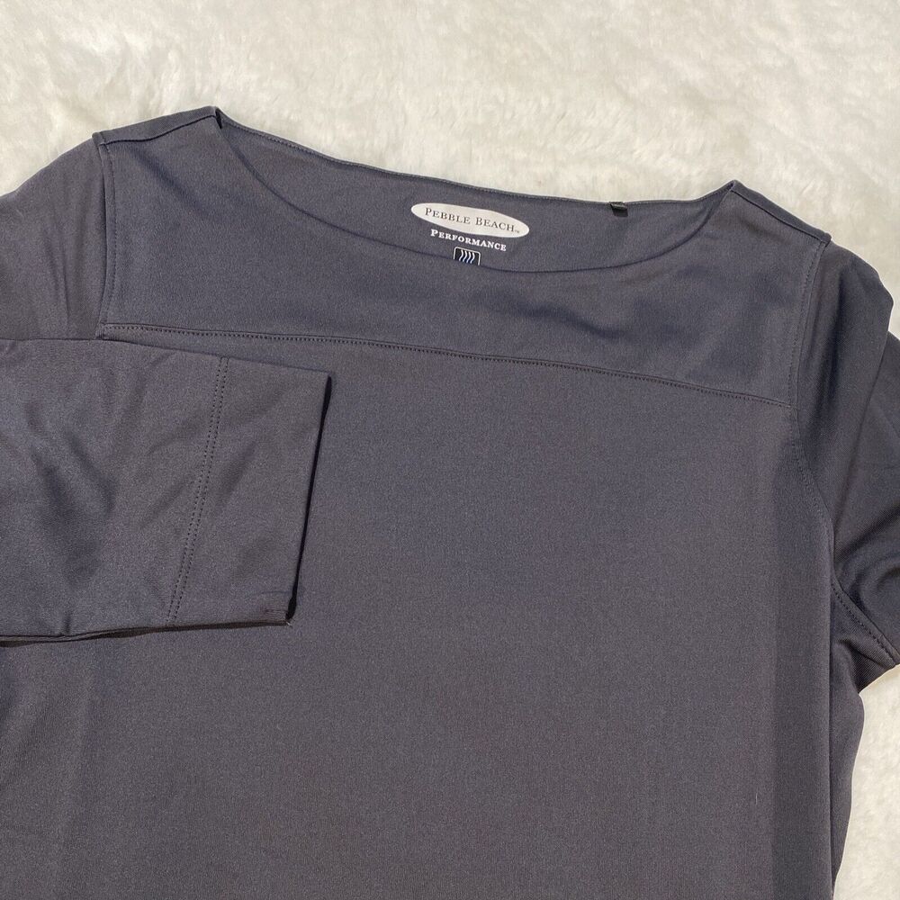 Pebble‎ Beach Performance Women's Small Gray 3/4 Sleeve Boat Neck Golf Shirt